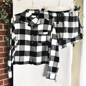 Colsie | Plaid Flannel Pajamas Shorts Button Down